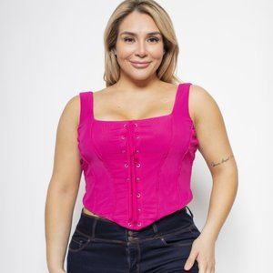 Women's Plus Size Sleeveless Mesh Lace Up Corset Top